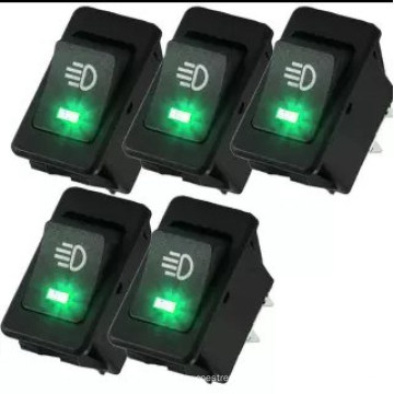 5 X 12V 35A Luz de nevoeiro do carro interruptor de alternância 4 pinos LED verde painel de vendas